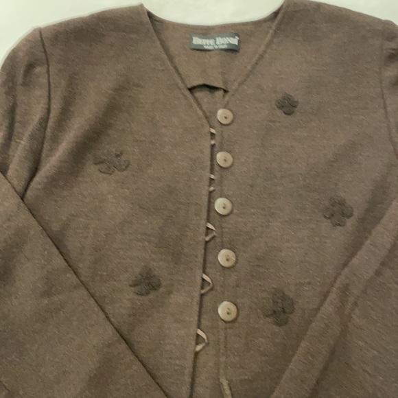 Beppe Bondi Women’s Brown Wool Cardigan Set-Size 14 - Picture 3 of 3
